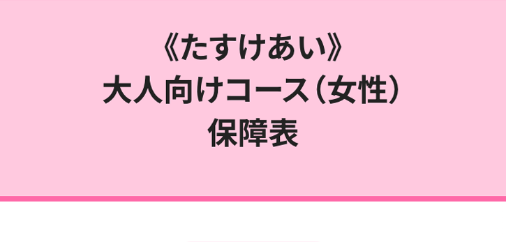 《たすけあい》
大人向けコース(女性)
保障表