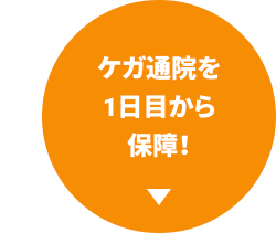 ケガ通院を
1日目から
保障!